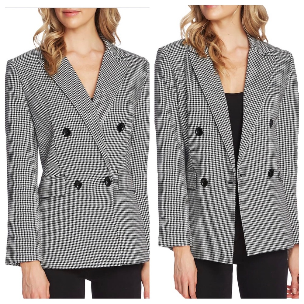 Vince Camuto Black and White Houndstooth Blazer